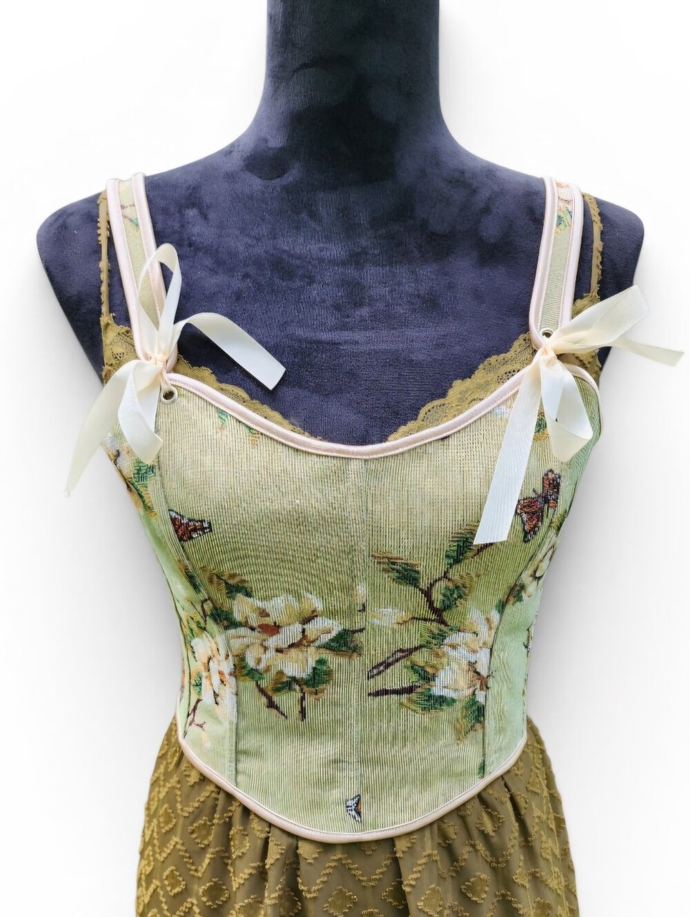 Floral Butterfly Tapestry Corset Top Whimsy Fairycore Top